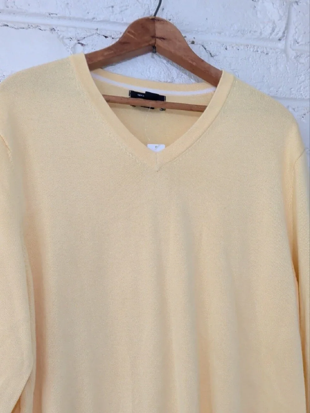 Lands' End Men's V-Neck Sweater in Pale Yellow
